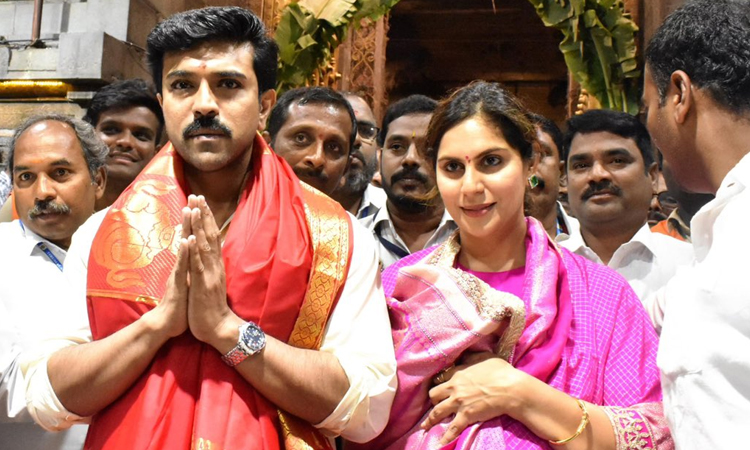 Ram Charan Couple visit Tirumala Temple