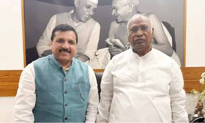 AAP MP Sanjay Singh meets Mallikarjun Kharge