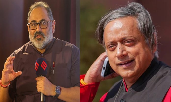 Minister Rajeev Chandrasekhar legal notice to Tharoor