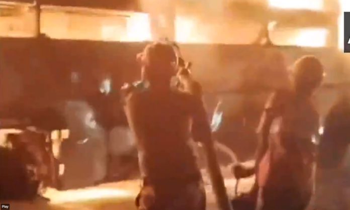Private bus catch fire on Tirupati-Renigunta National Highway