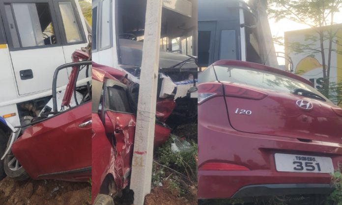 Car collides with bus in Ranga reddy