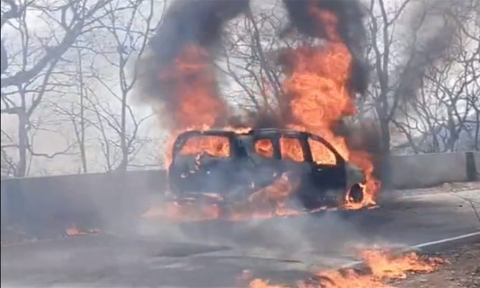 Car Burnt In Srisailam Ghat road