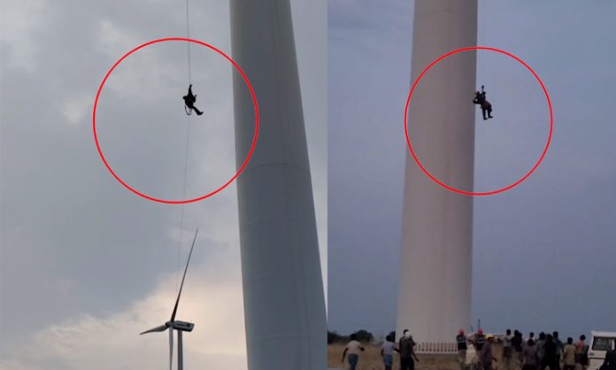 Person Escaped from wind turbine accident