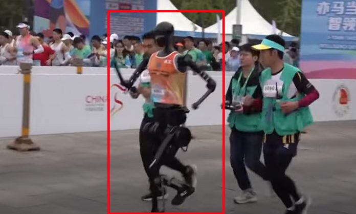 Robots compete in half-marathon in Beijing China