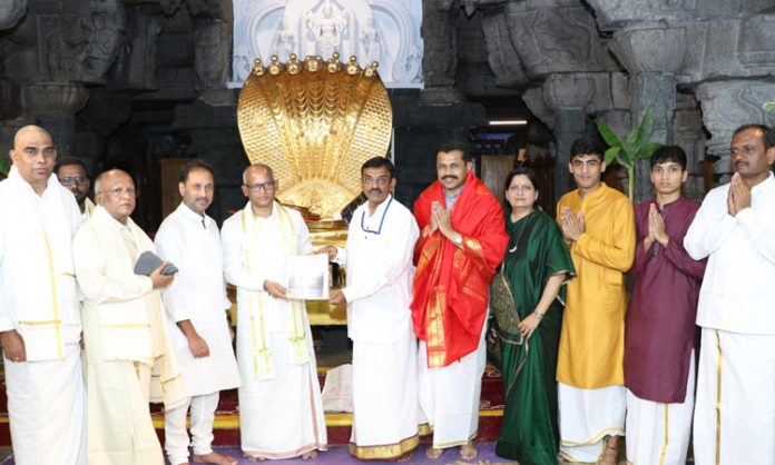 Donation of Rs. 1 crore for TTD schemes