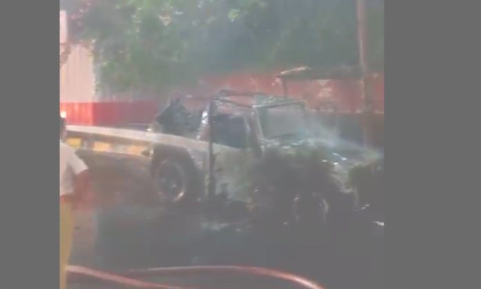 Car catches fire in Uppal