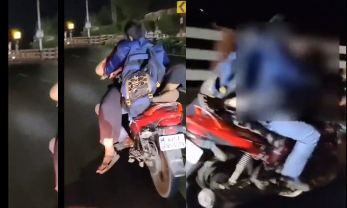 Lovers romance on bike