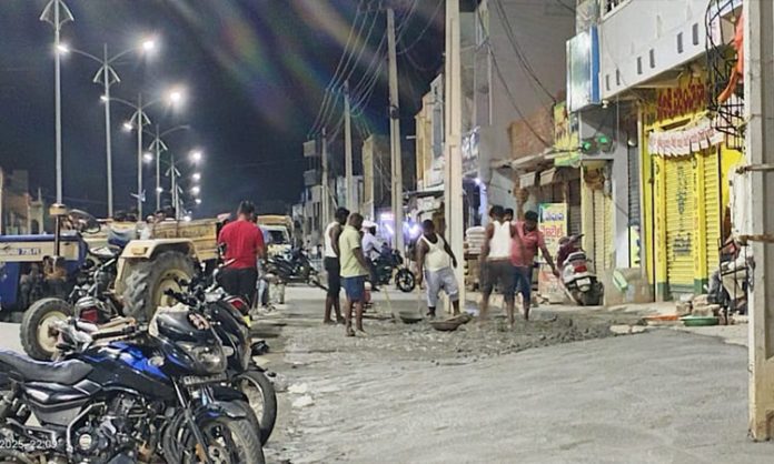 Road expansion work at Mothkur Municipal