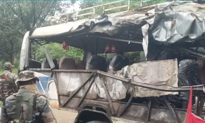 Bus collides lorry