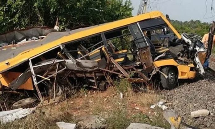 Train hit School van