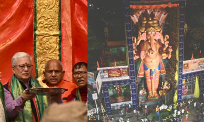 Governor first puja at Khairatabad Ganesh temple
