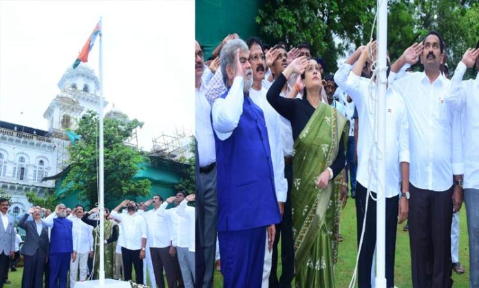 National flag unveiled by Gaddam Prasad