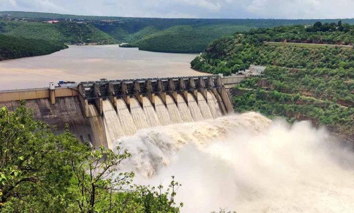 Srisailam project Ten gates lifted